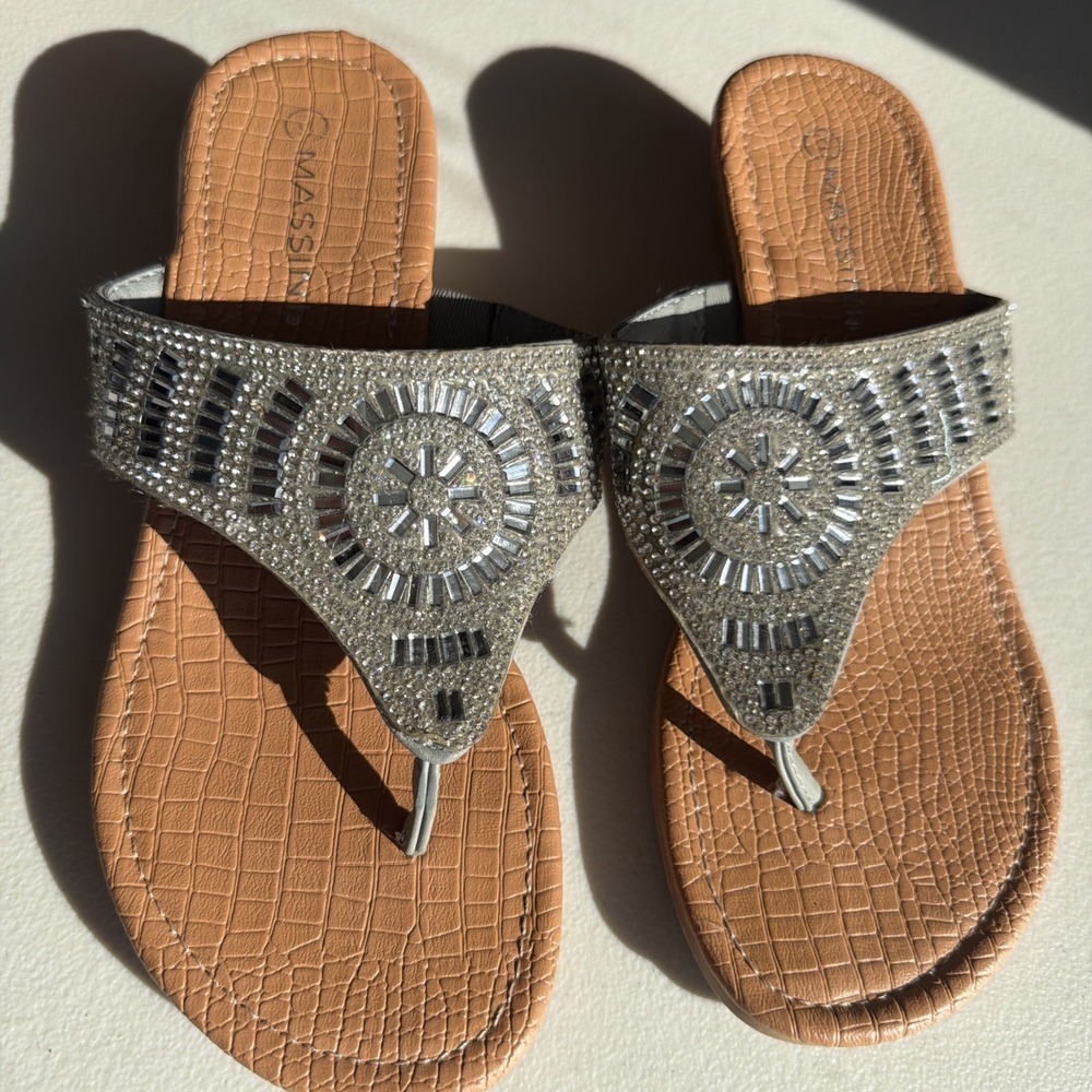 Women's Size 6 Massini Small Wedge Blingy Sandles